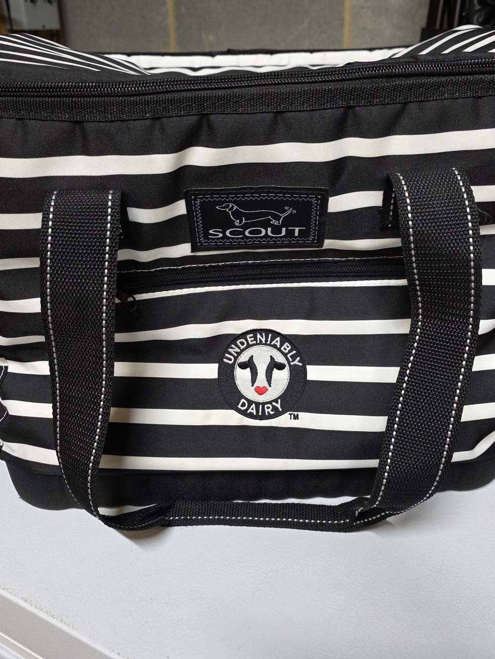 SCOUT Black & White Striped Cooler Bag